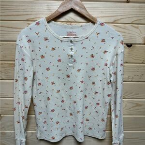 Floral Kids Long Sleeve Thermal Henley Shirt